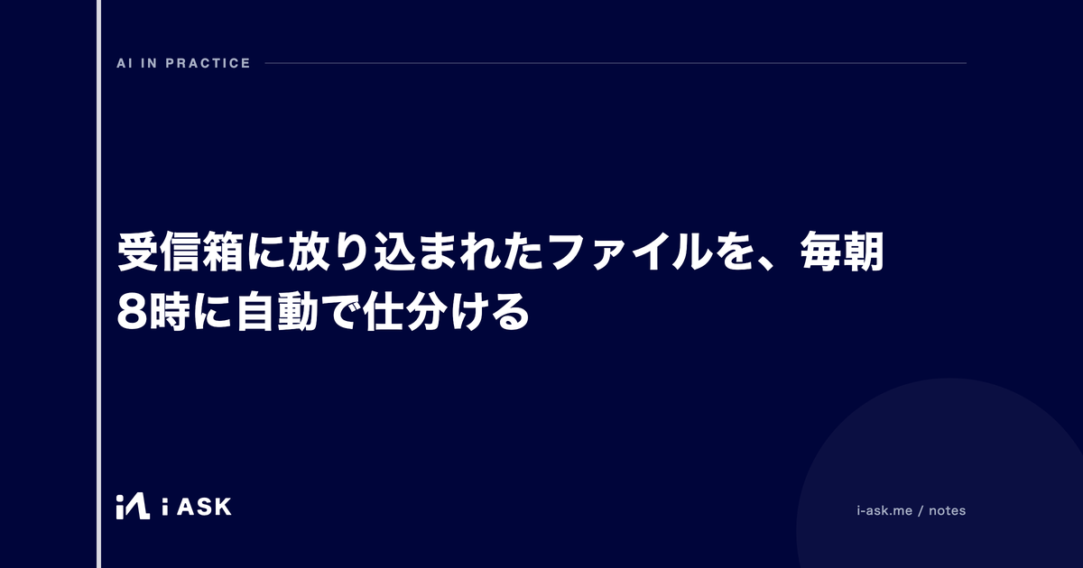 受信箱に放り込まれたファイルを、毎朝8時に自動で仕分ける
