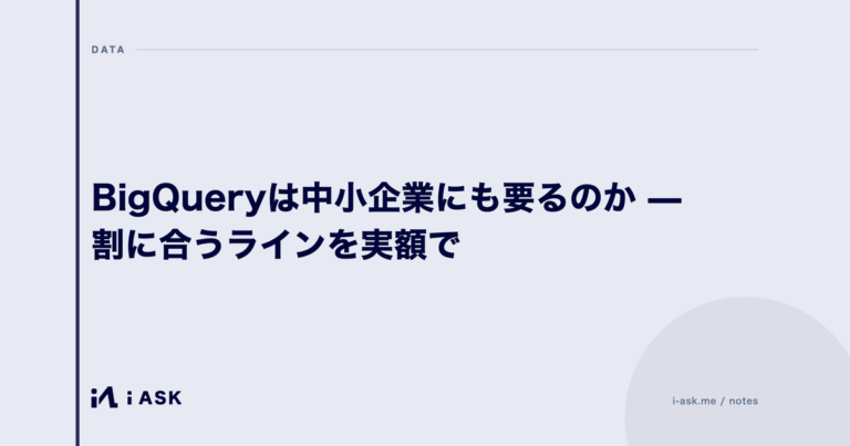 BigQueryは中小企業にも要るのか — 割に合うラインを実額で