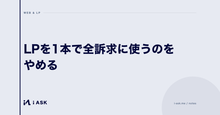 LPを1本で全訴求に使うのをやめる