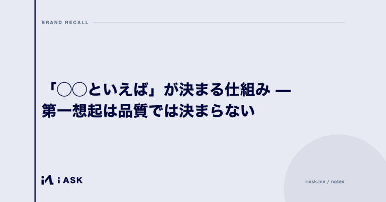 「◯◯といえば」が決まる仕組み — 第一想起は品質では決まらない